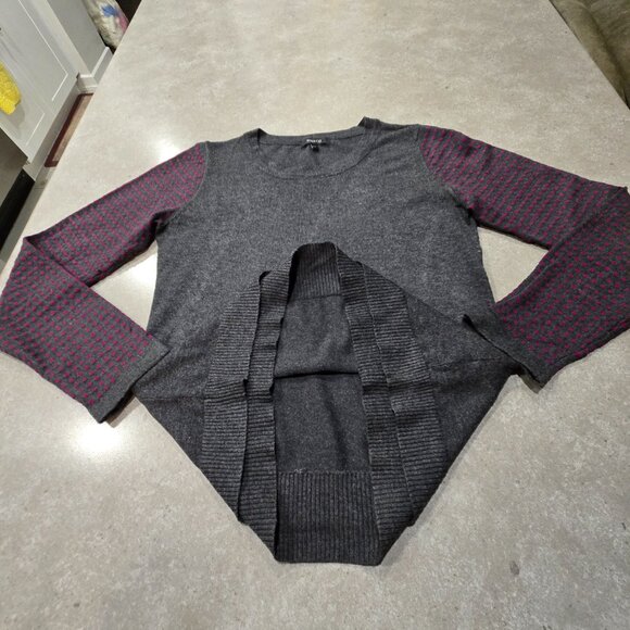 RW & Co. Women's Knit Long Sleeves Top w/Dots - Charcoal Grey/Red - Sze Medium - Picture 1 of 12